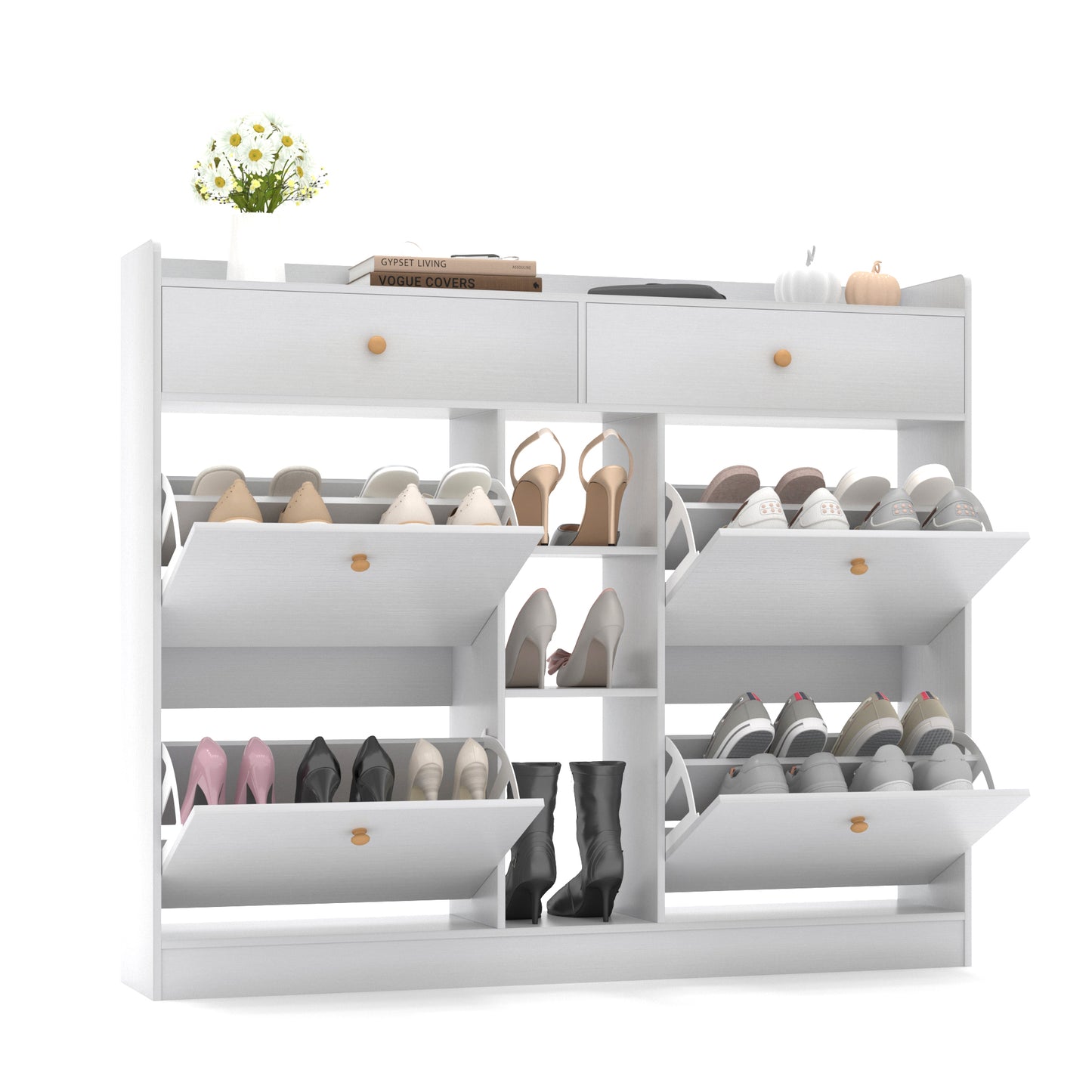 Entryway White Shoe Cabinet