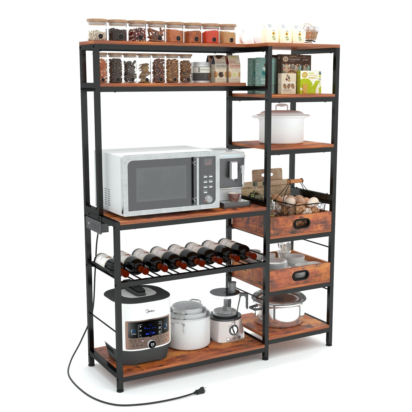 6-Tiers Bakers Rack with Power Outlet