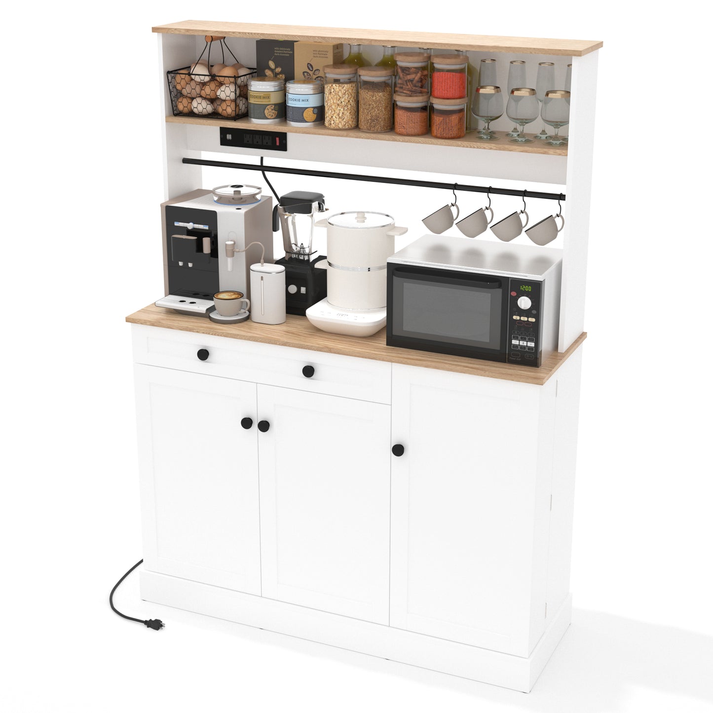 Kitchen Storage Cabinet with Power Outlets