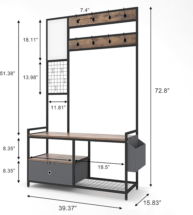 Entryway Hall Tree with Drawer