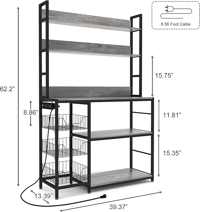 Kitchen Bakers Rack with Power Outlet