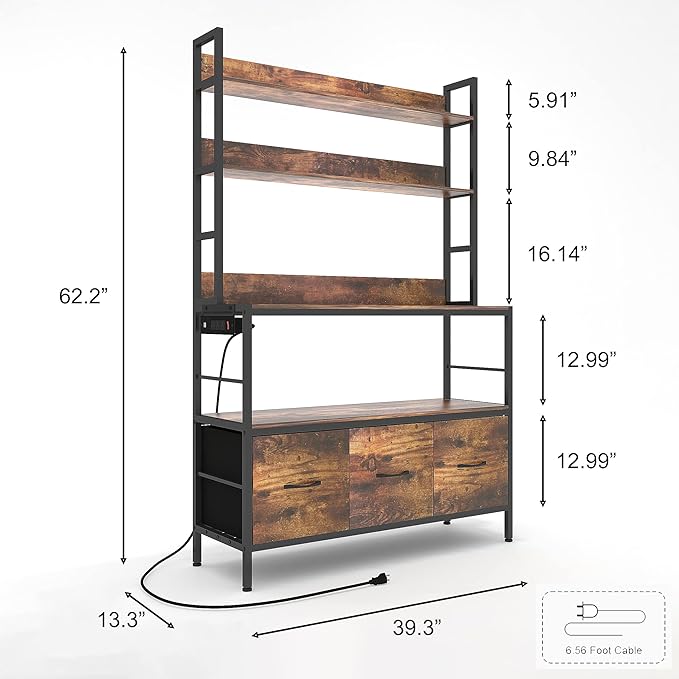 Kitchen Bakers Rack with Power Outlet