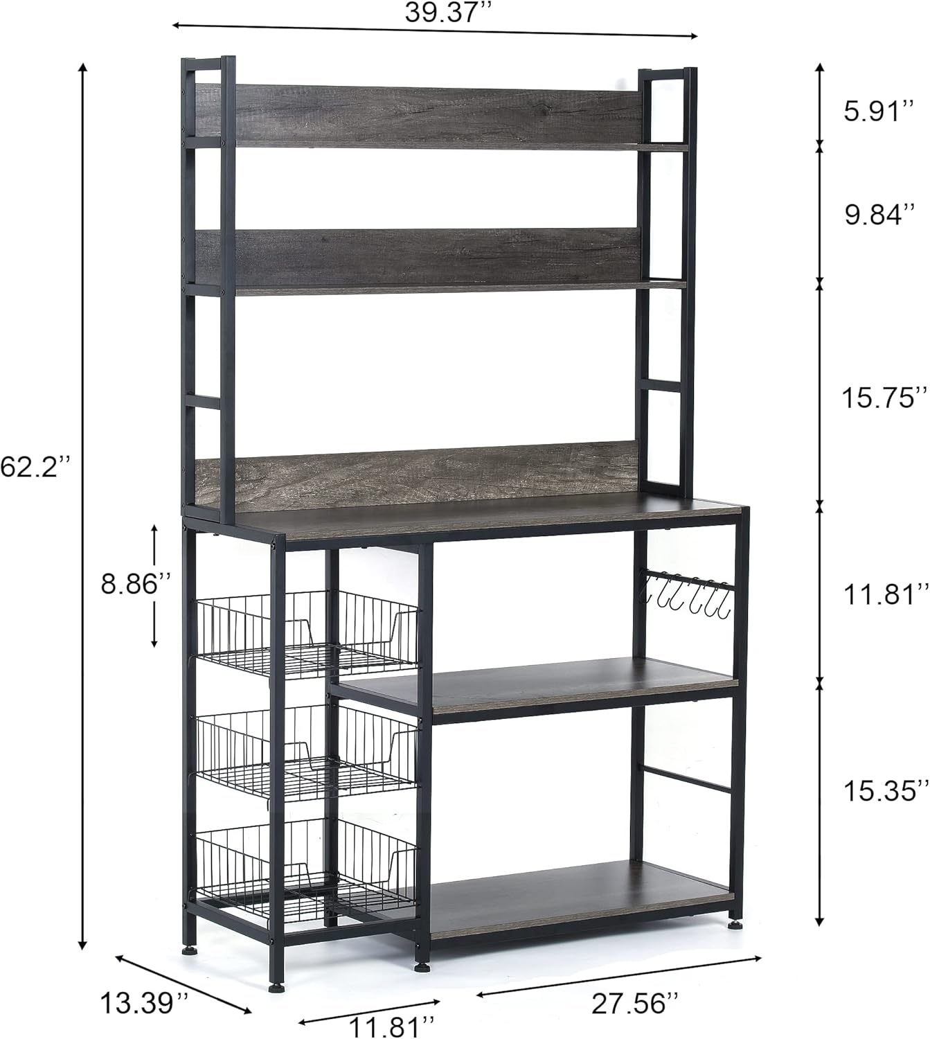 Kitchen Bakers Rack with Baskets