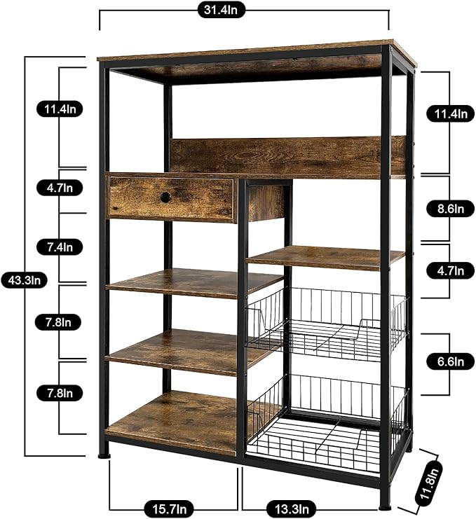 5-Tier Kitchen Bakers Rack