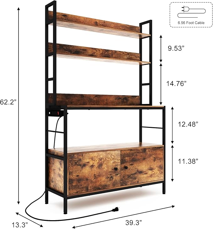 5-Tier Bakers Rack with Power Outlet