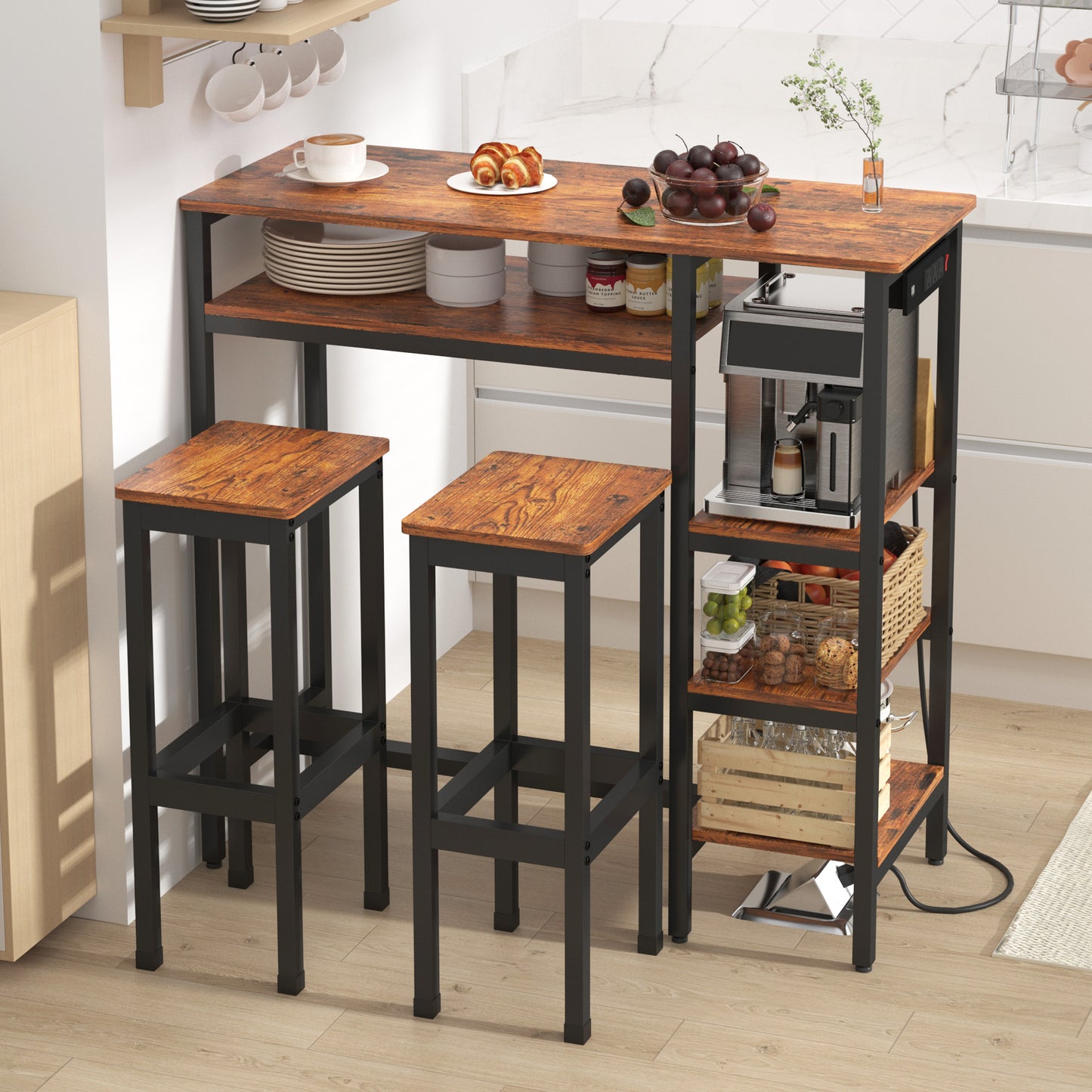Bar Table Set with Power Outlets