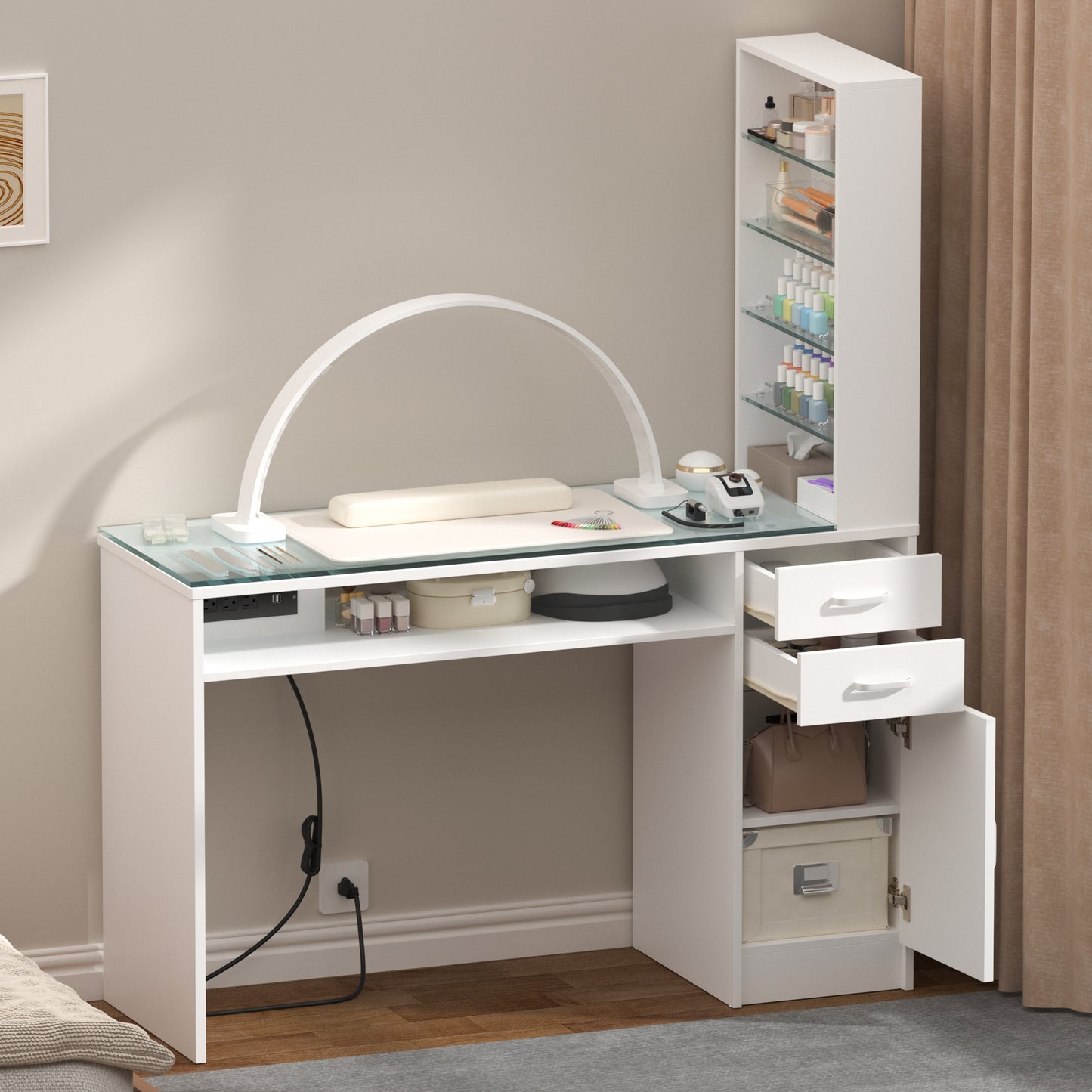 Glass Top Manicure Table