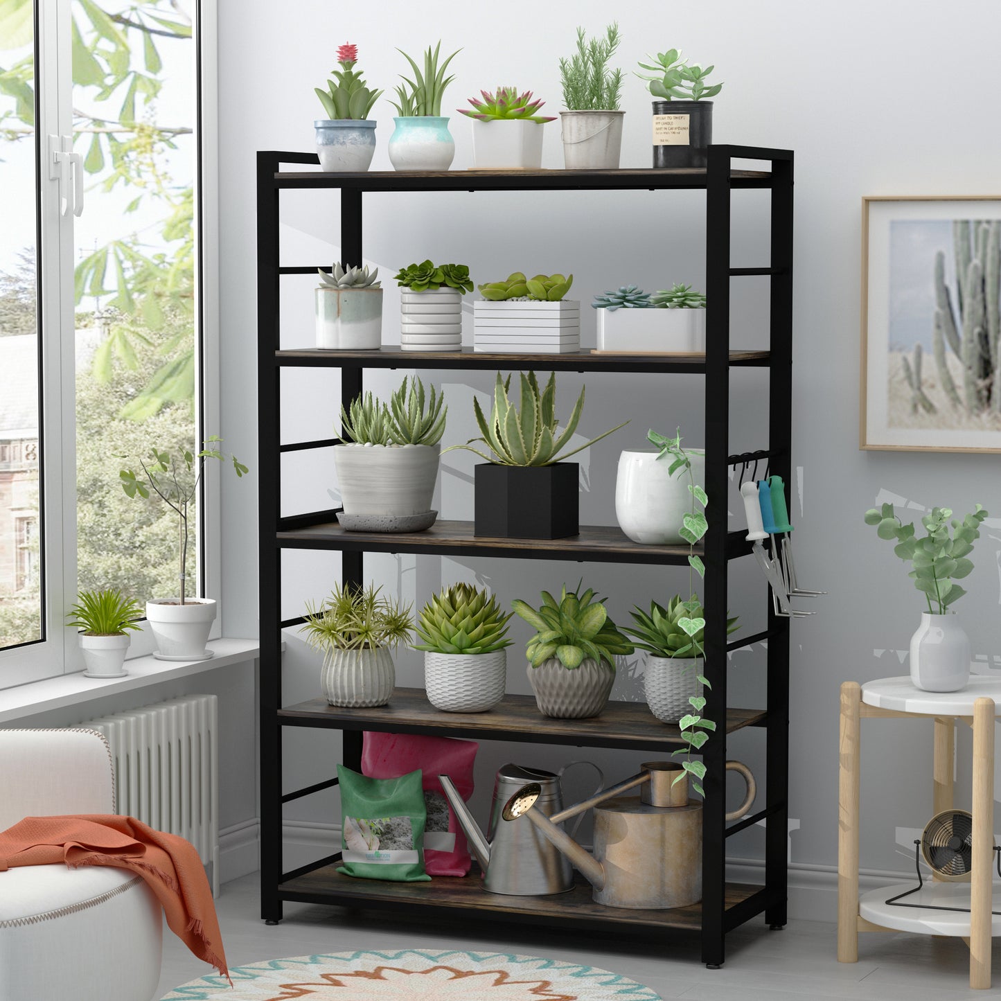 5-Tiers Wood Brown Bakers Rack