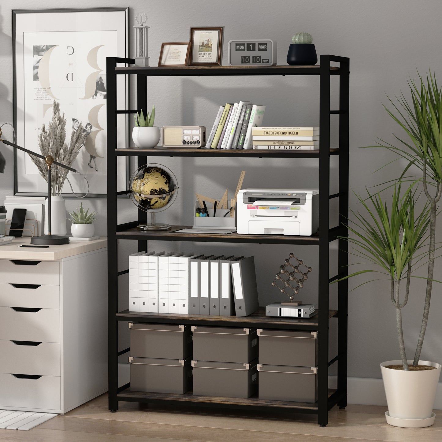 5-Tiers Wood Brown Bakers Rack