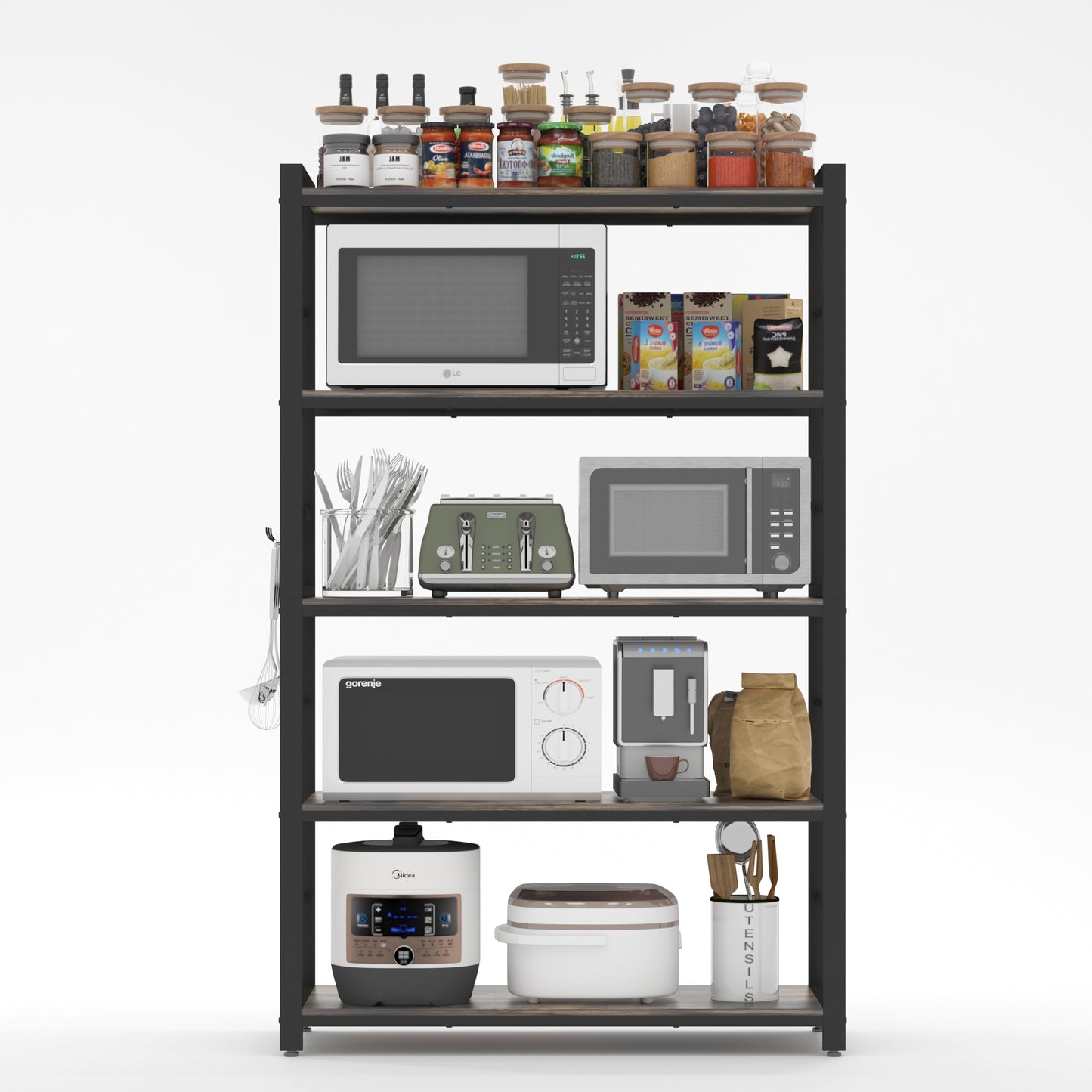 5-Tiers Wood Brown Bakers Rack