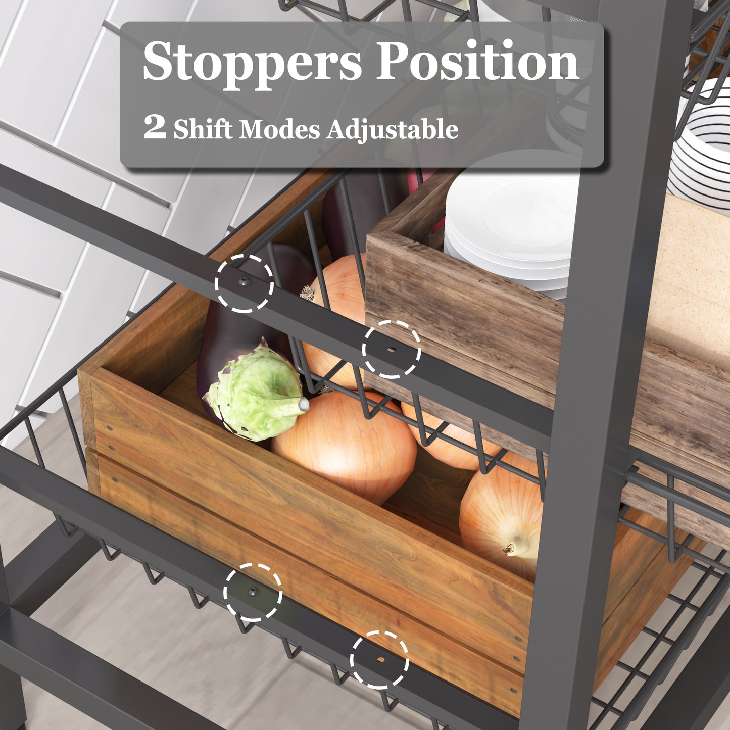 Kitchen Bakers Rack with Baskets,Brown