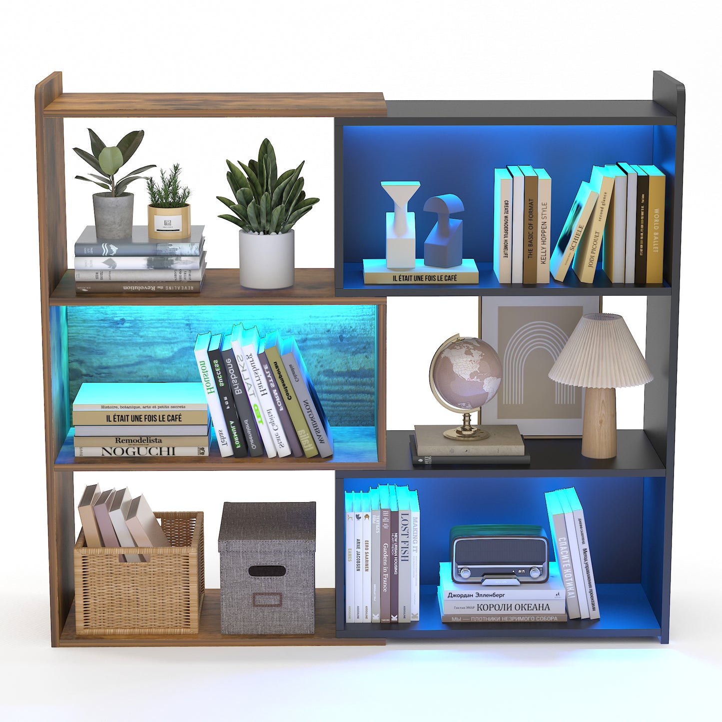 4-Tiers Bookshelves with LED