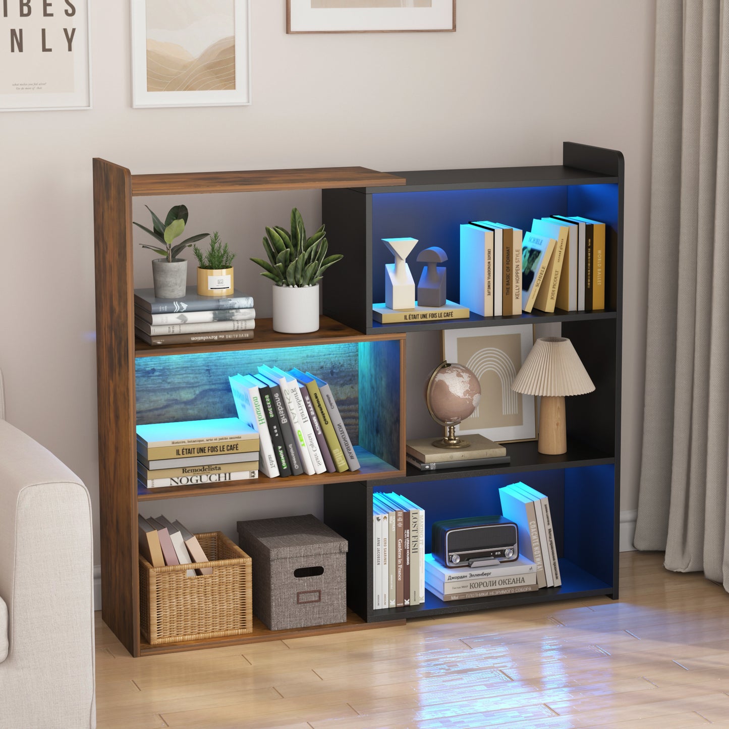 4-Tiers Bookshelves with LED