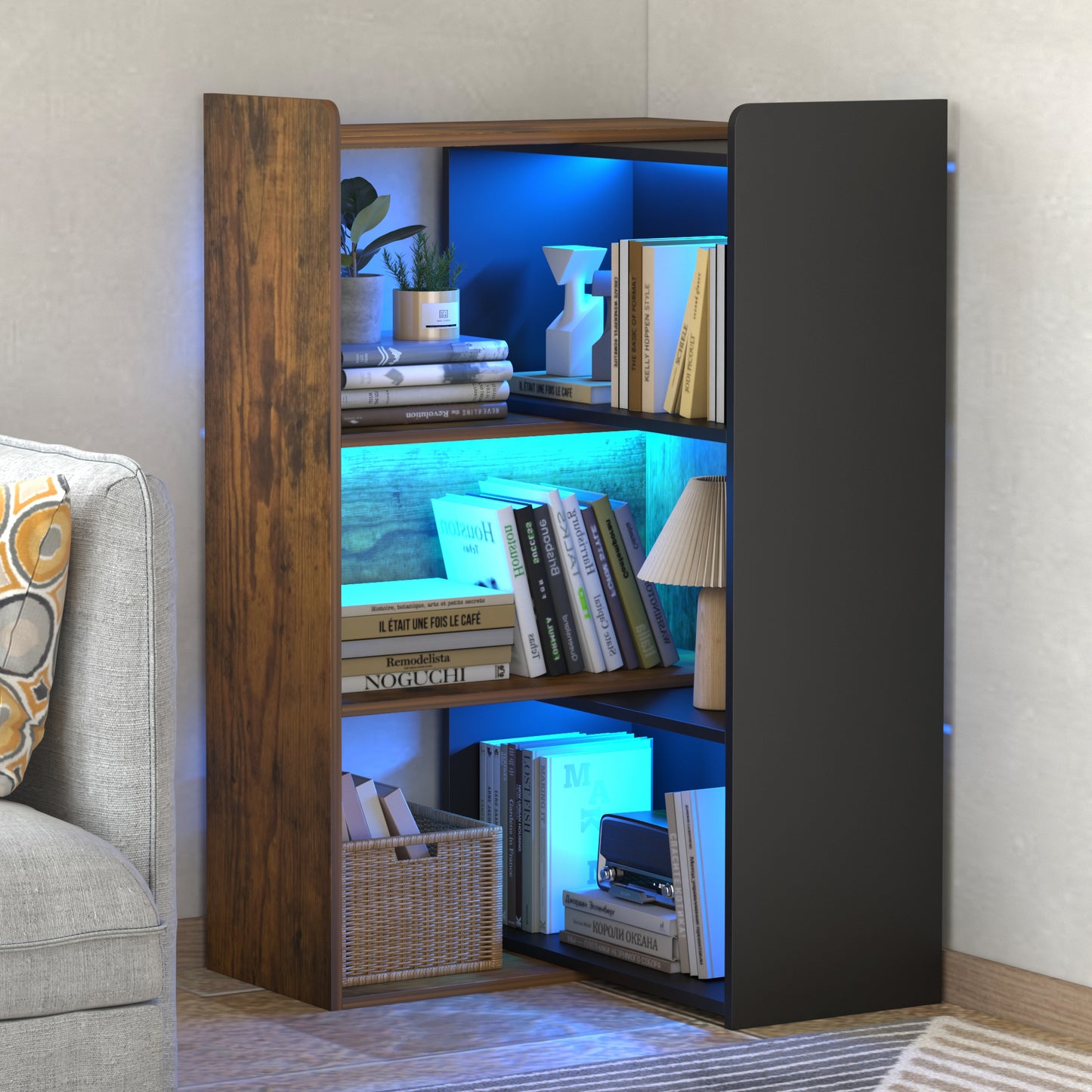 4-Tiers Bookshelves with LED
