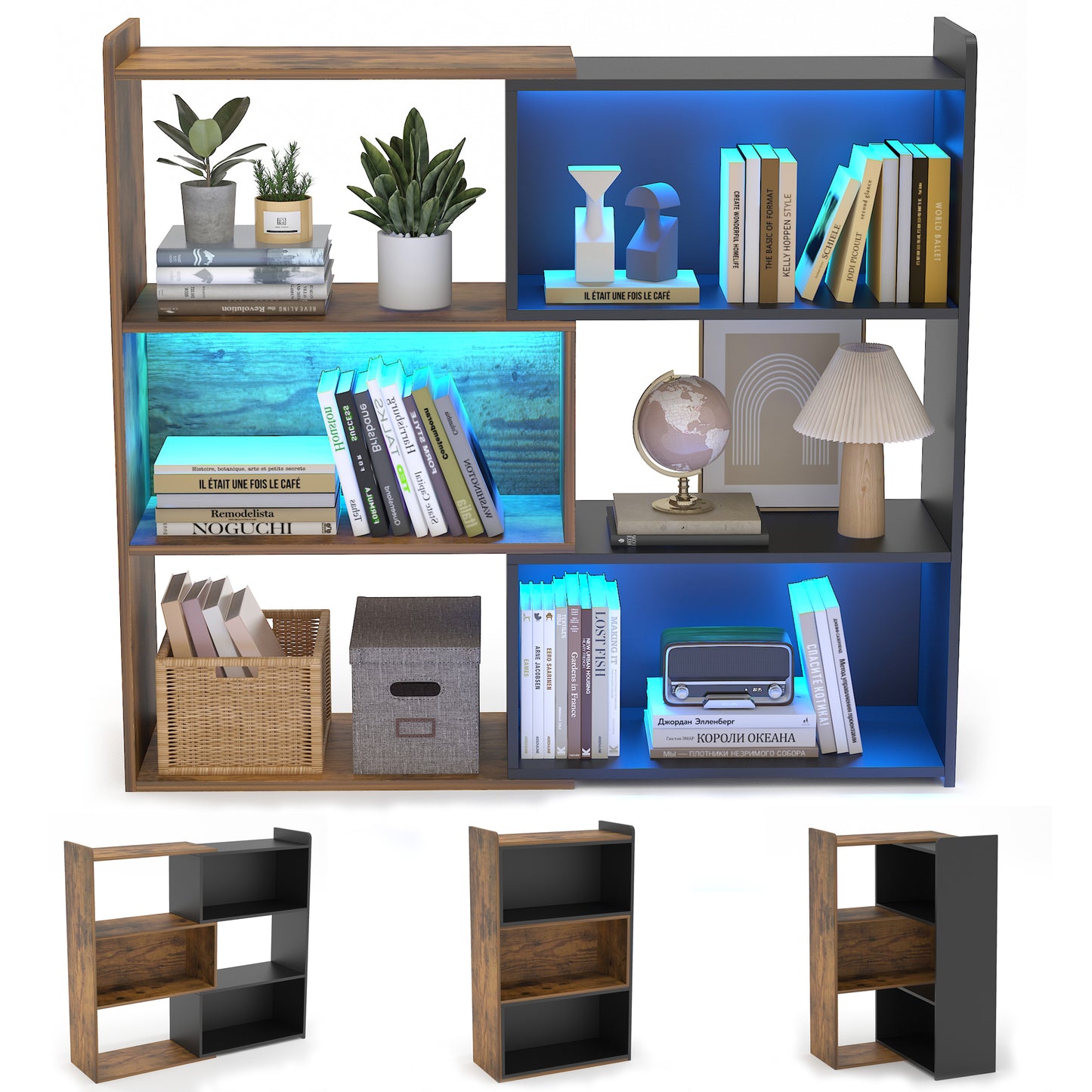 4-Tiers Bookshelves with LED