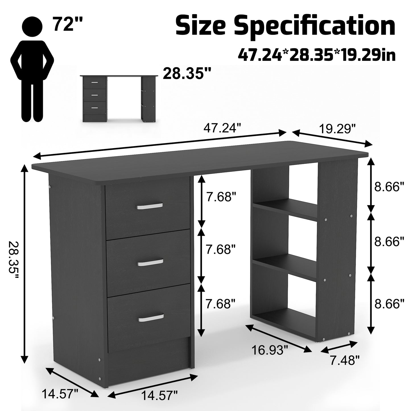 Writing Desk for Home Office,Black