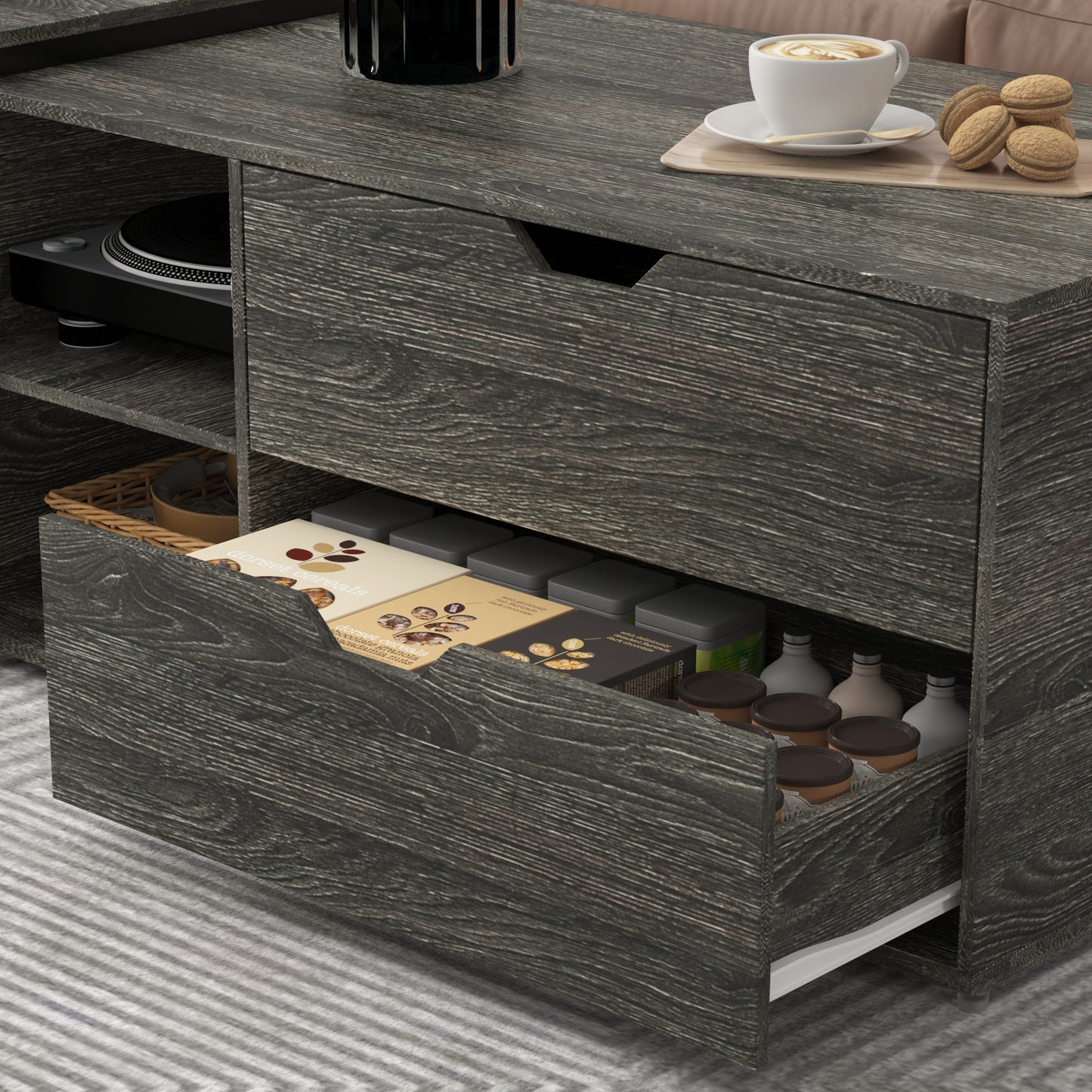 Nesting Coffee Tables Set,Black