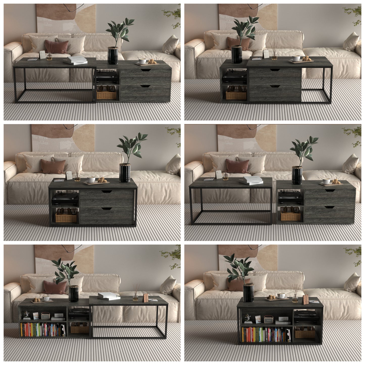 Nesting Coffee Tables Set,Black