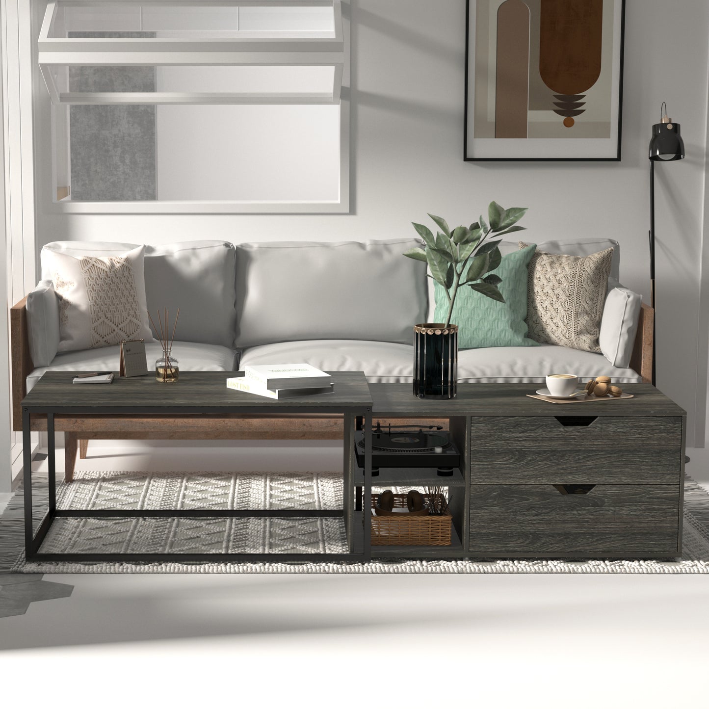Nesting Coffee Tables Set,Black