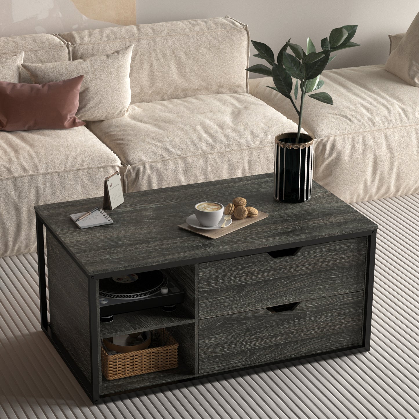Nesting Coffee Tables Set,Black