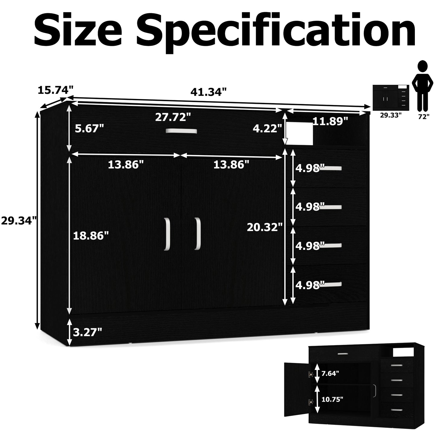 Wooden File Storage Cabinets,Black