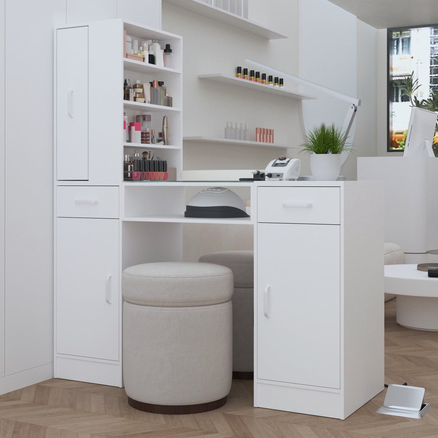 Manicure Table with Power Outlets