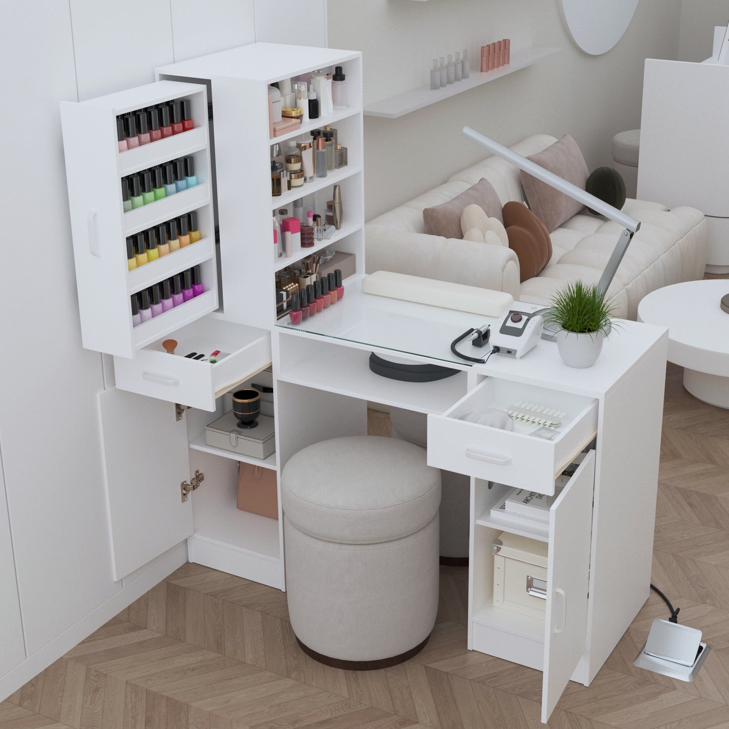 Manicure Table with Power Outlets