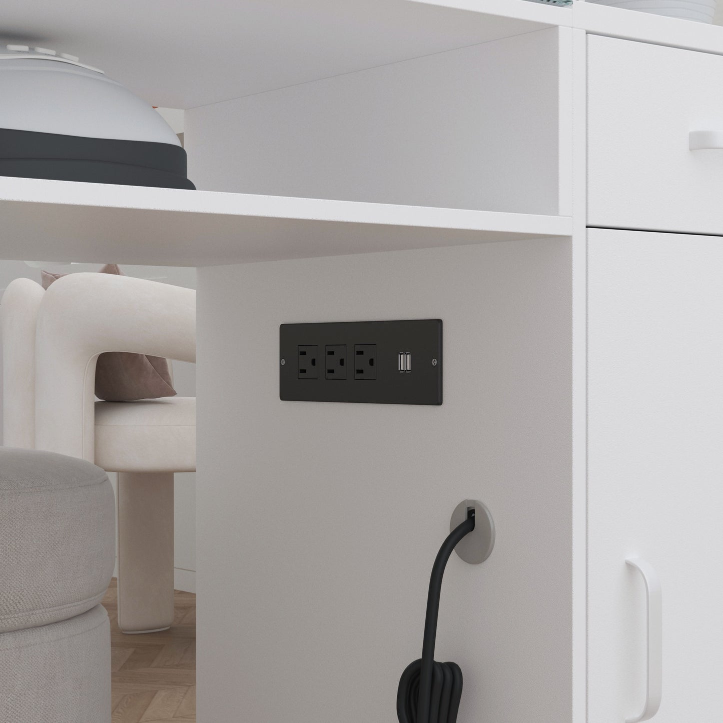 Manicure Table with Power Outlets
