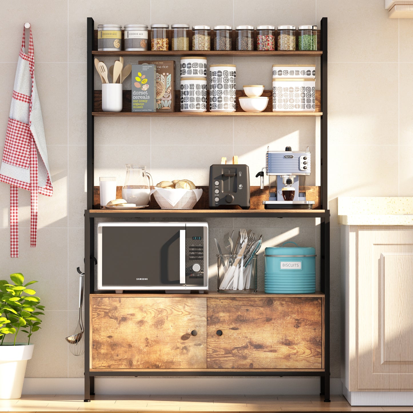 Kitchen Bakers Rack with Storage