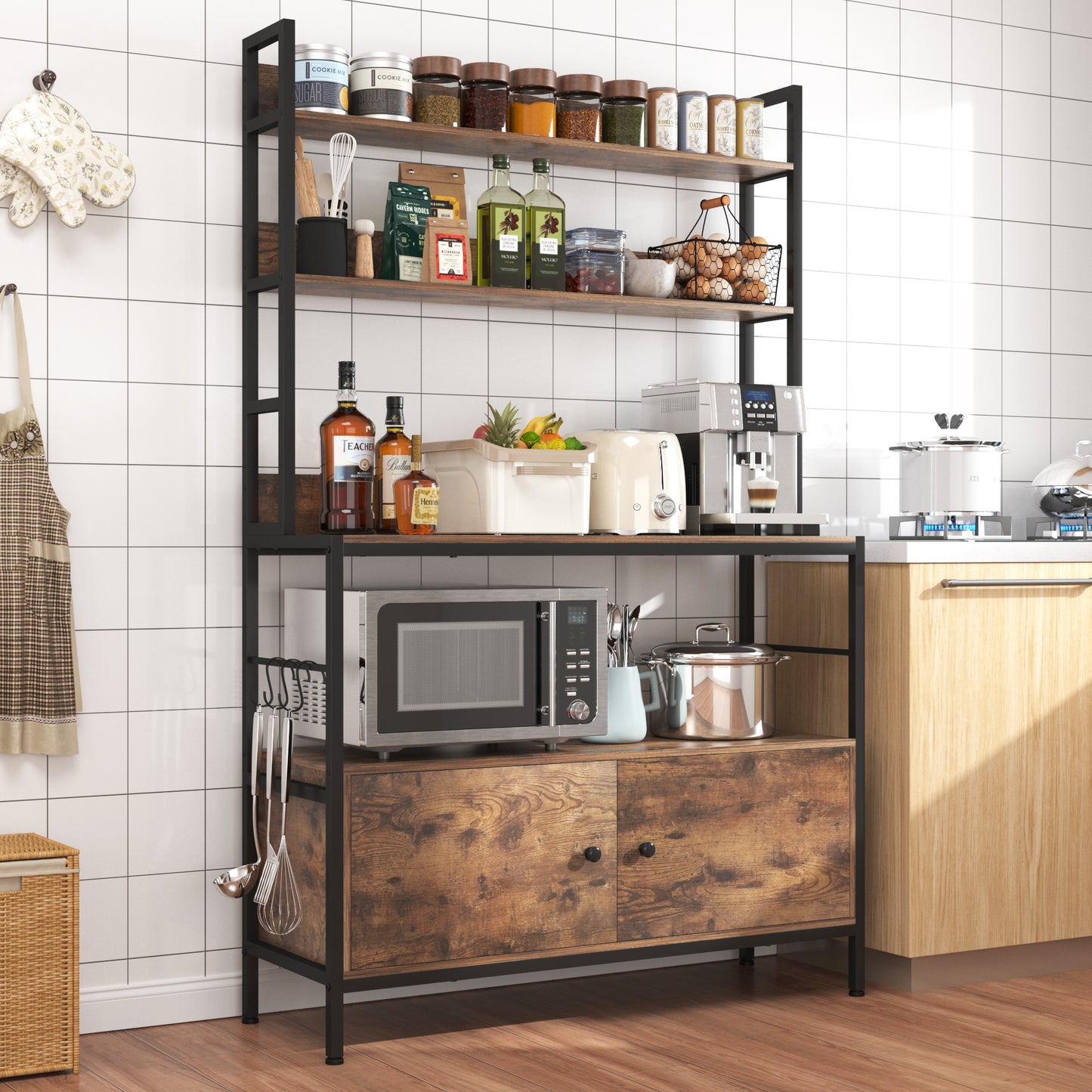 Kitchen Bakers Rack with Storage