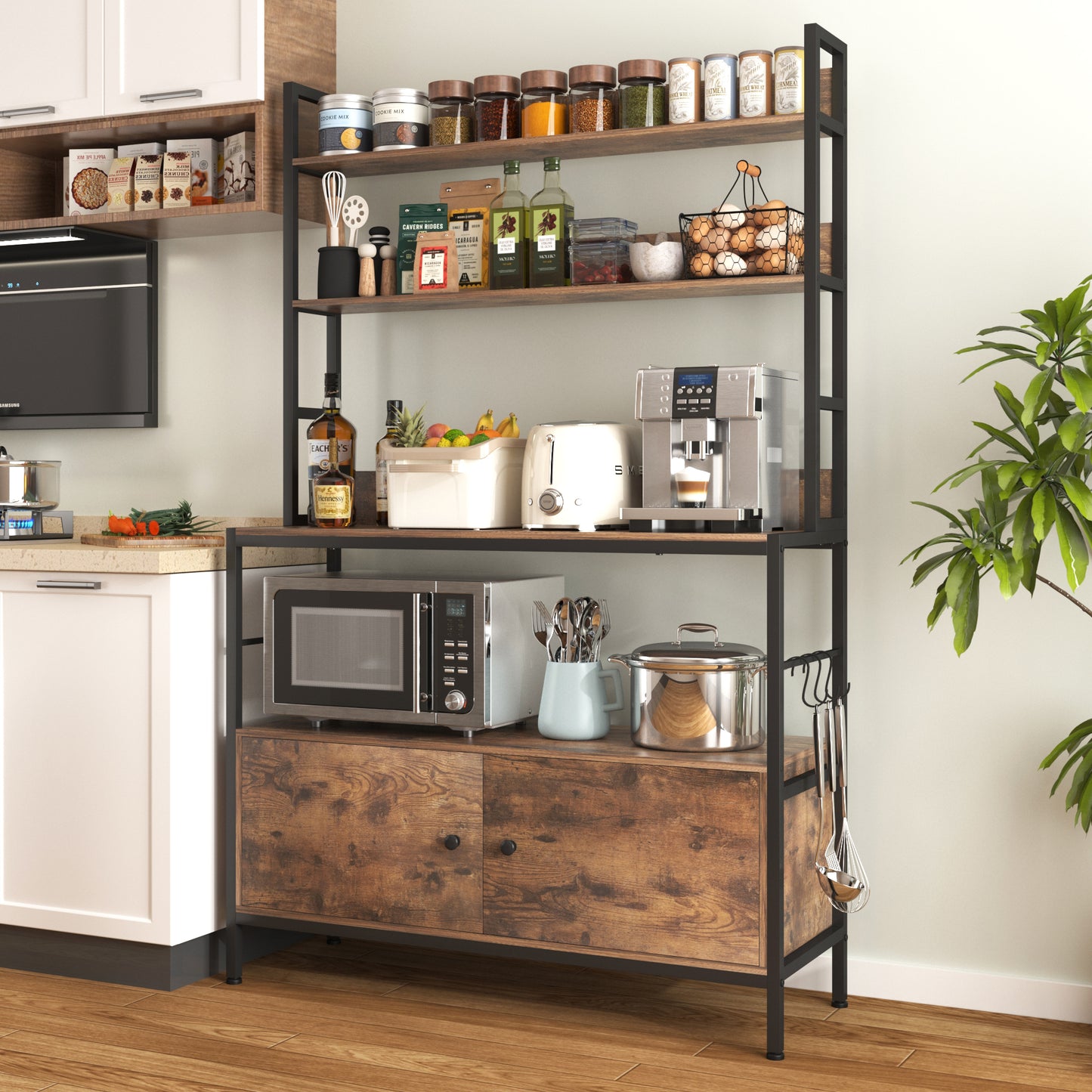Kitchen Bakers Rack with Storage
