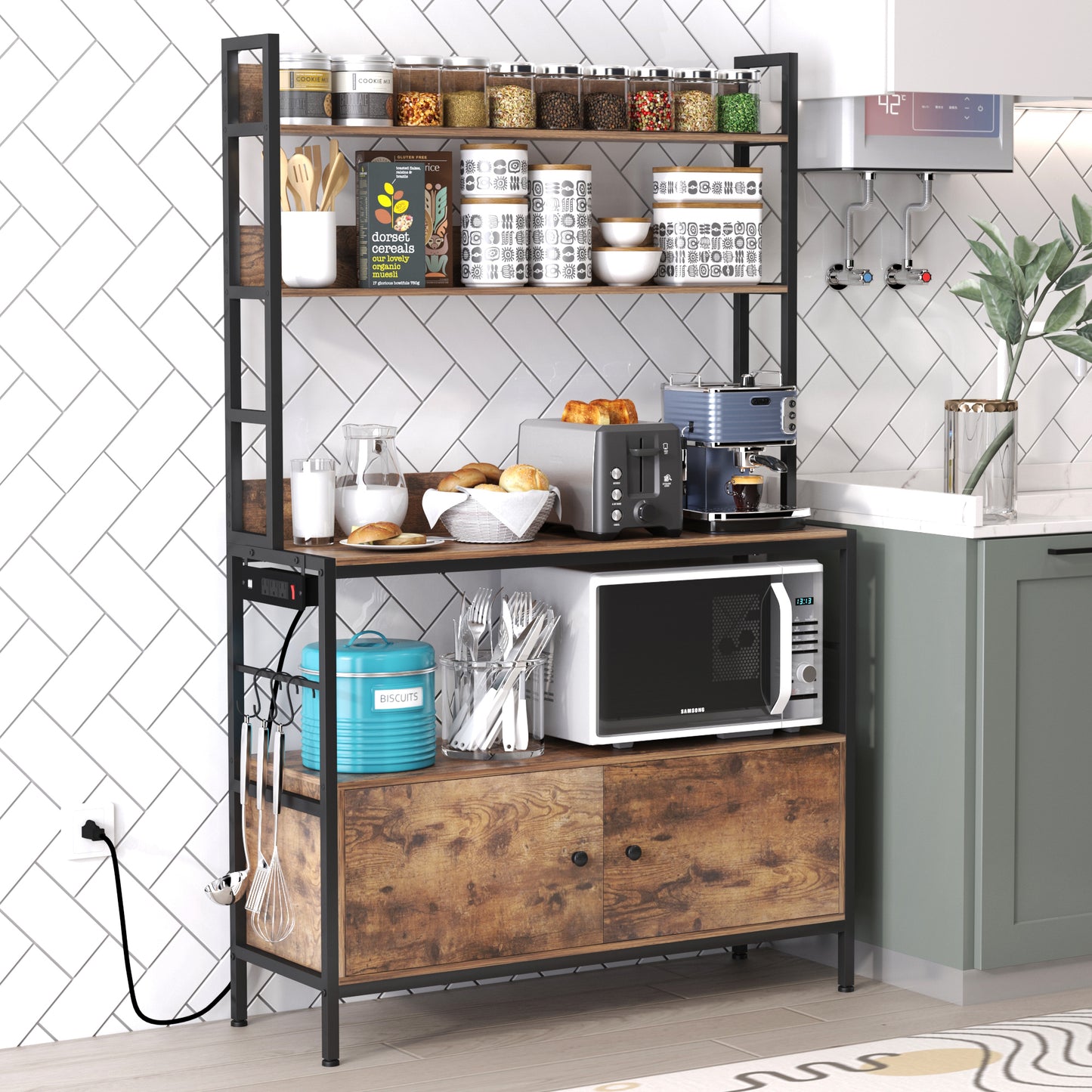 5-Tier Bakers Rack with Power Outlet
