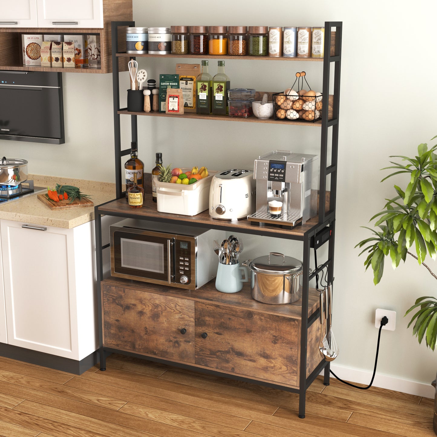 5-Tier Bakers Rack with Power Outlet