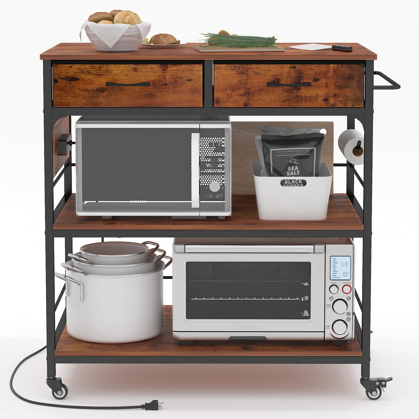 Kitchen Island Cart with Power Outlet