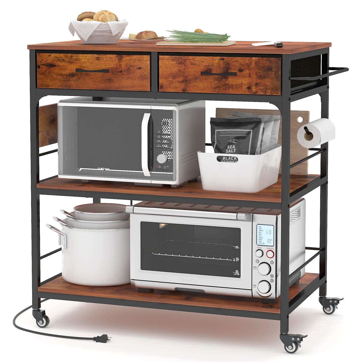 Kitchen Island Cart with Power Outlet