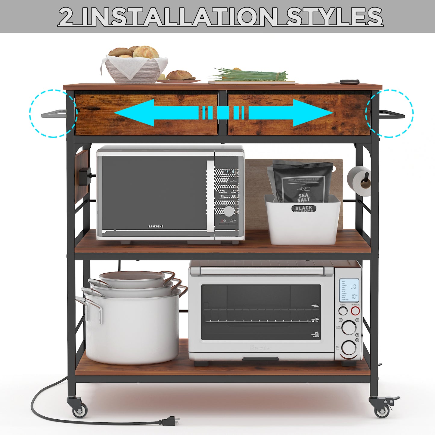 Kitchen Island Cart with Power Outlet
