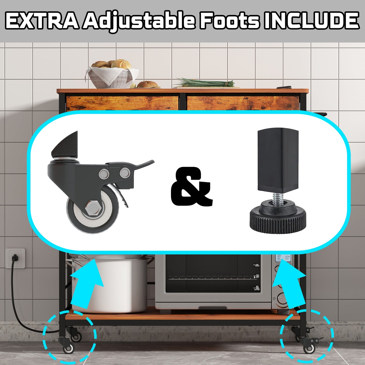 Kitchen Island Cart with Power Outlet