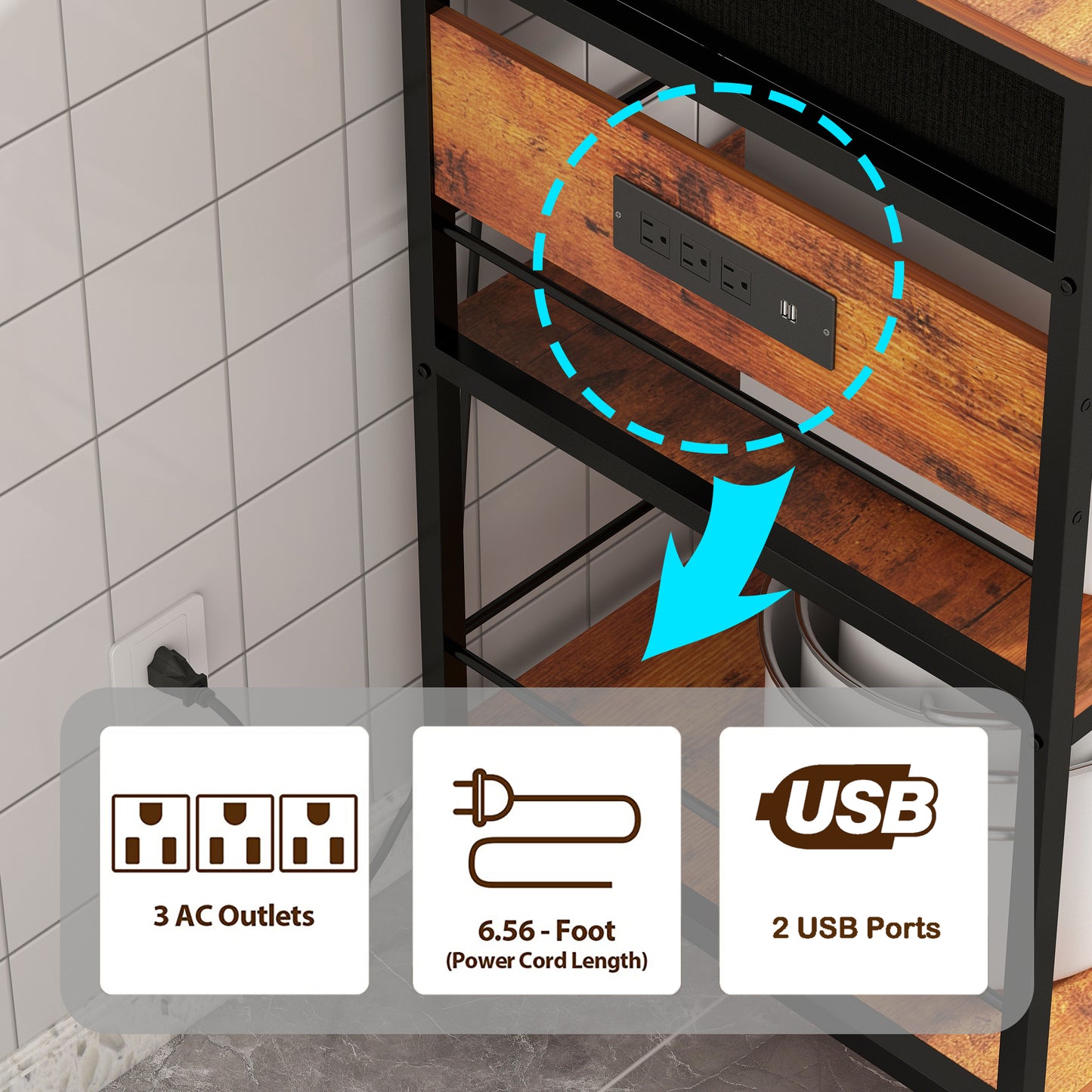 Kitchen Island Cart with Power Outlet