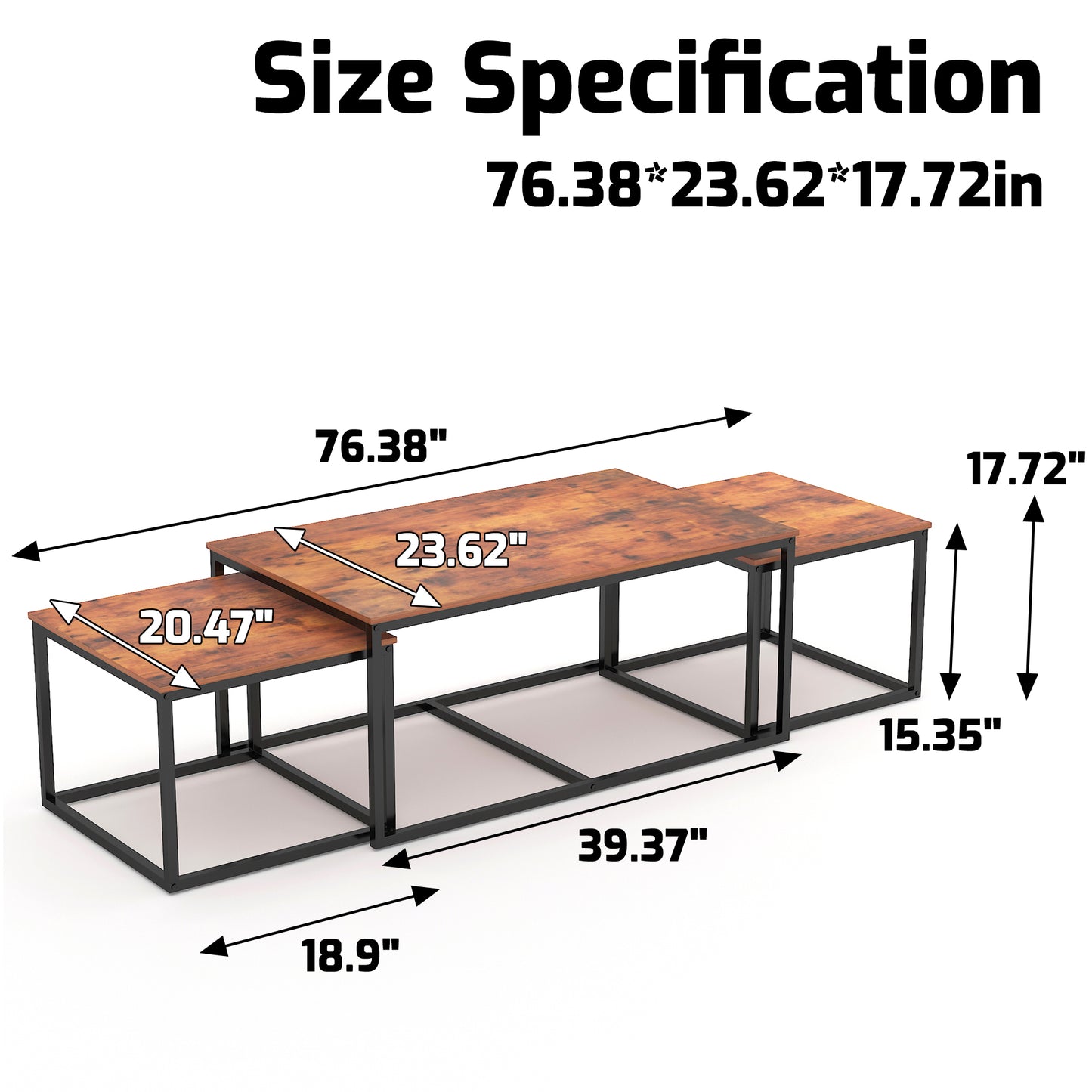 3 Pieces Nesting Coffee Tables