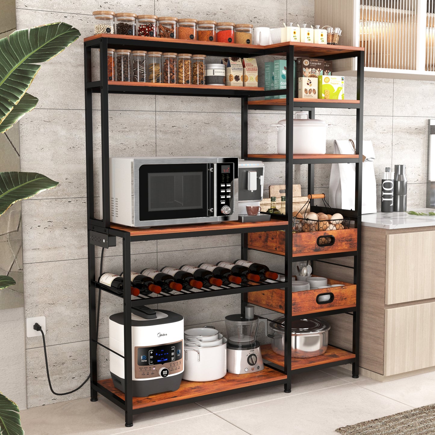 6-Tiers Bakers Rack with Power Outlet