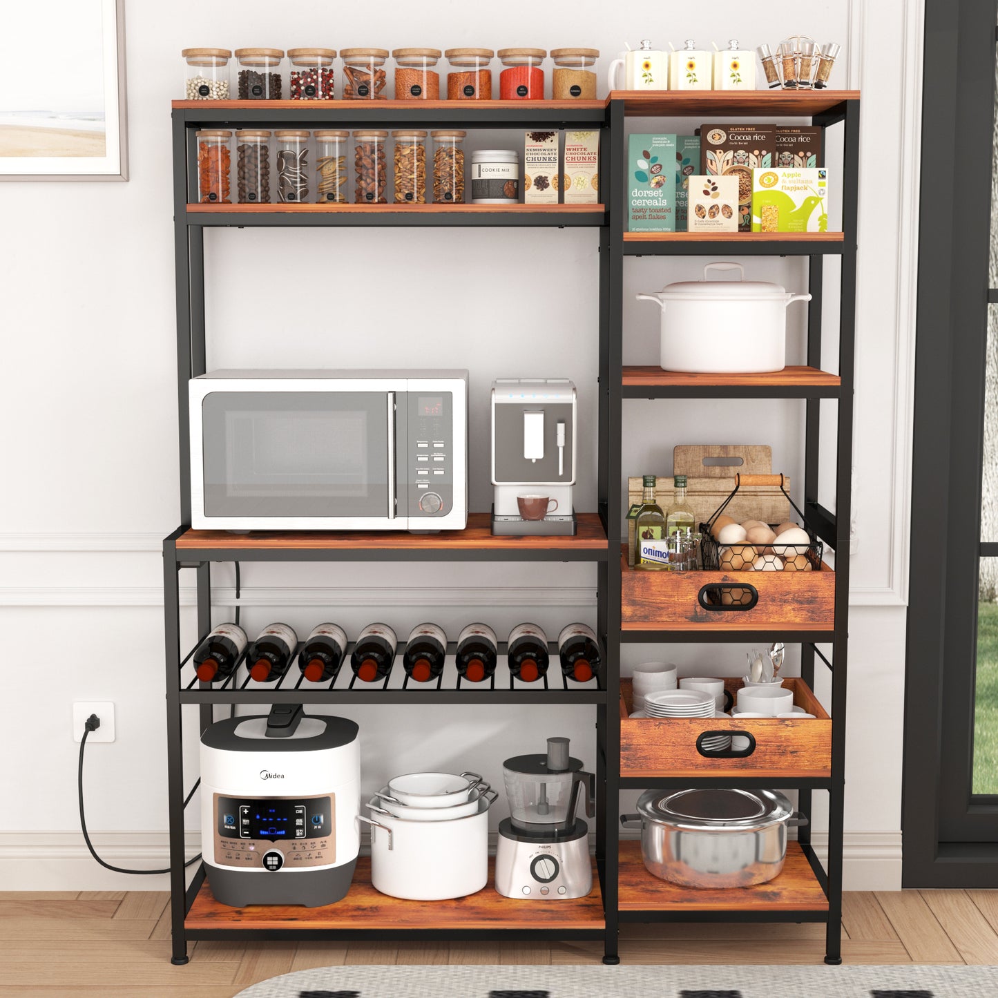 6-Tiers Bakers Rack with Power Outlet