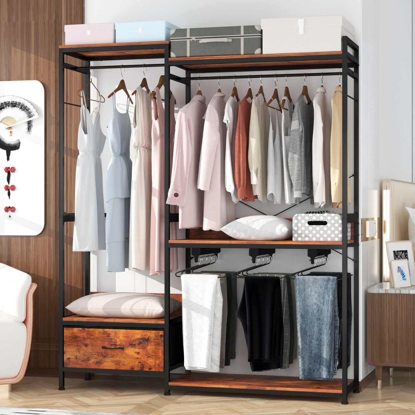 Large Garment Racks with Pants Hangers