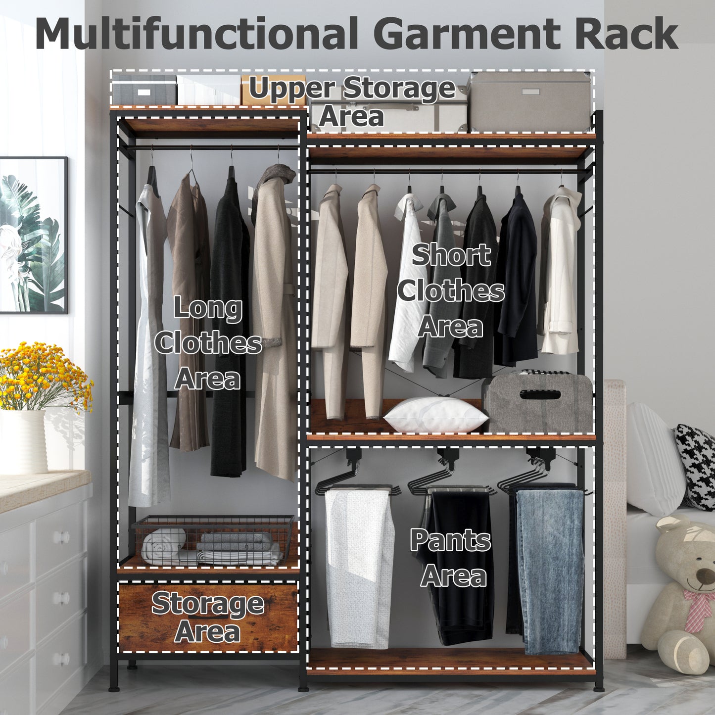 Large Garment Racks with Pants Hangers