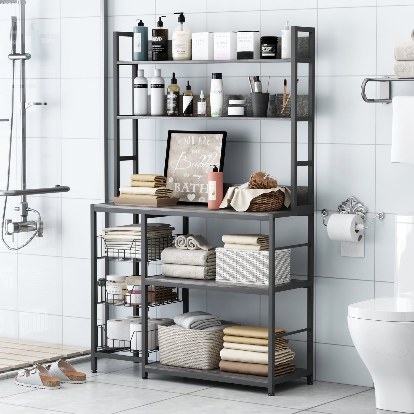 Kitchen Bakers Rack with Baskets