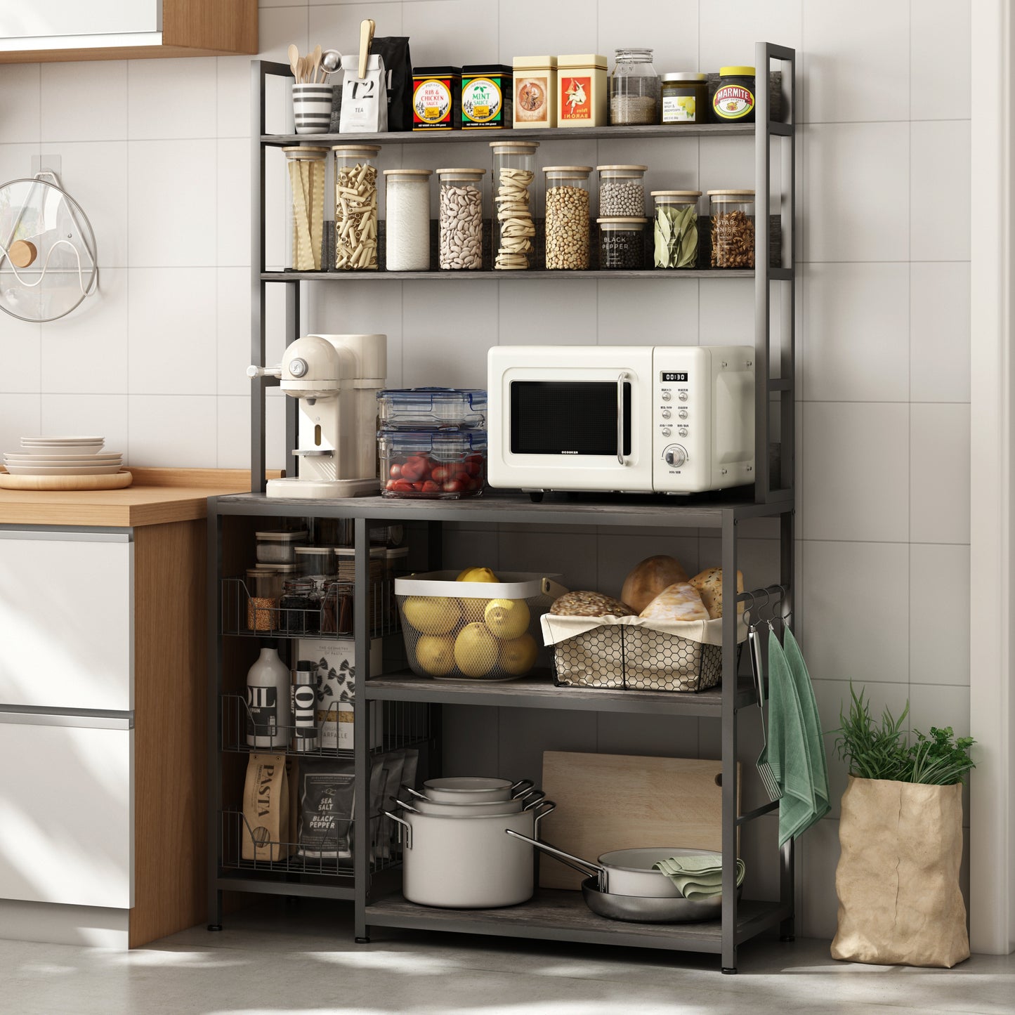 Kitchen Bakers Rack with Baskets