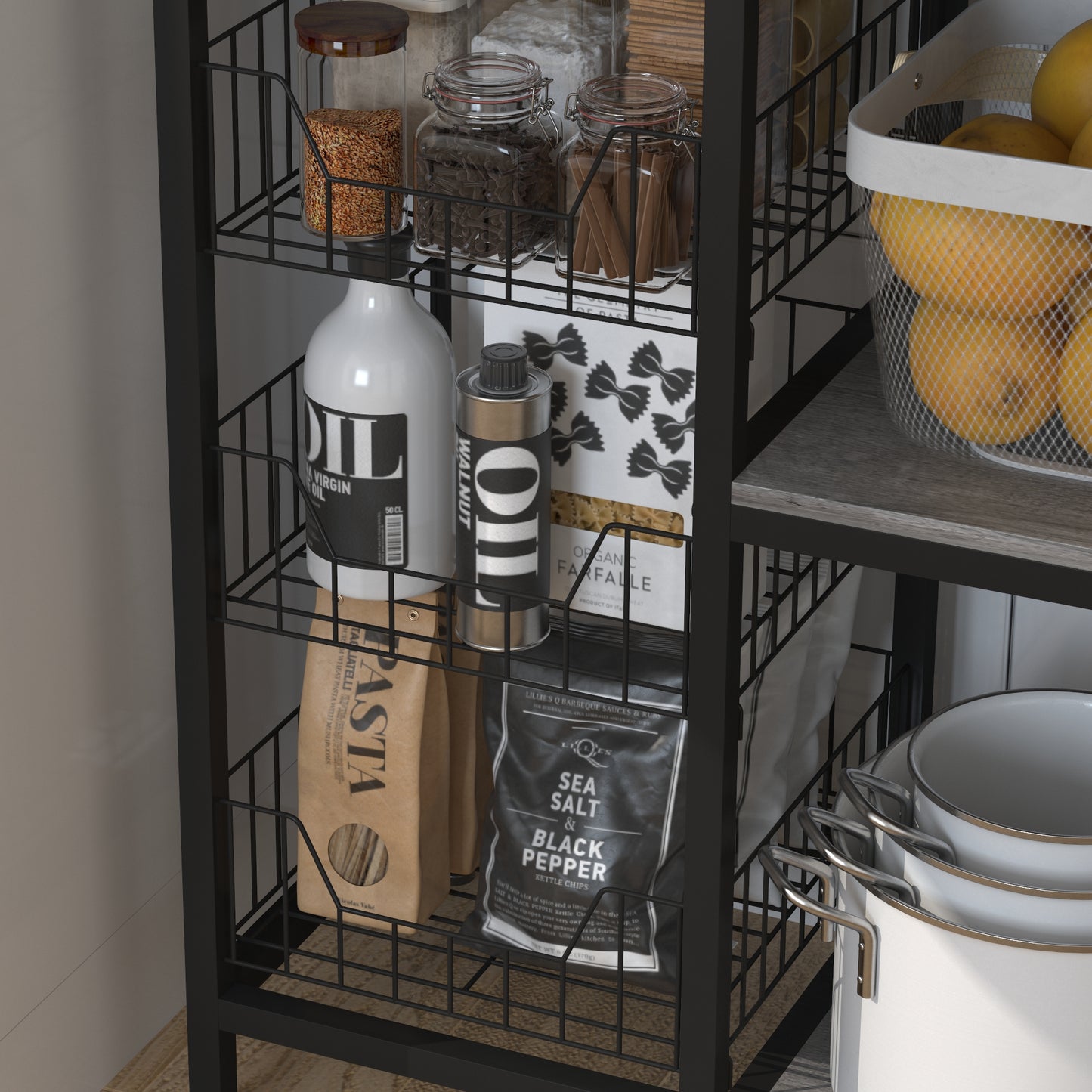 Kitchen Bakers Rack with Baskets