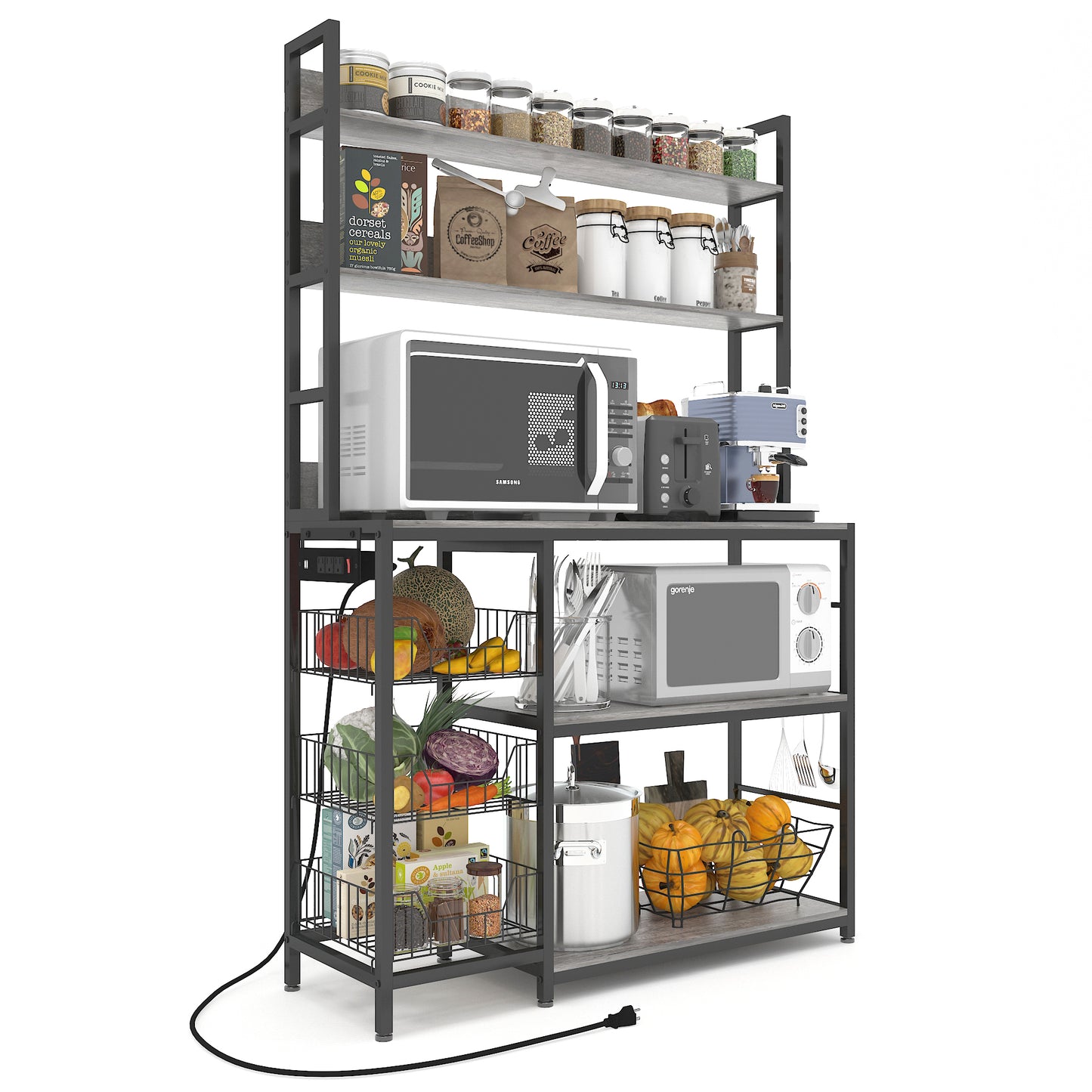 Kitchen Bakers Rack with Power Outlet