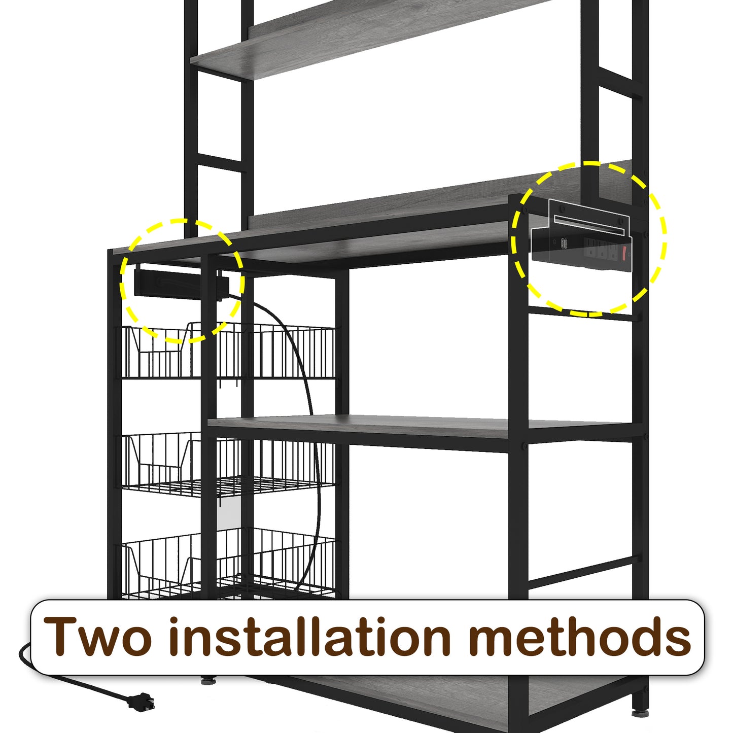 Kitchen Bakers Rack with Power Outlet