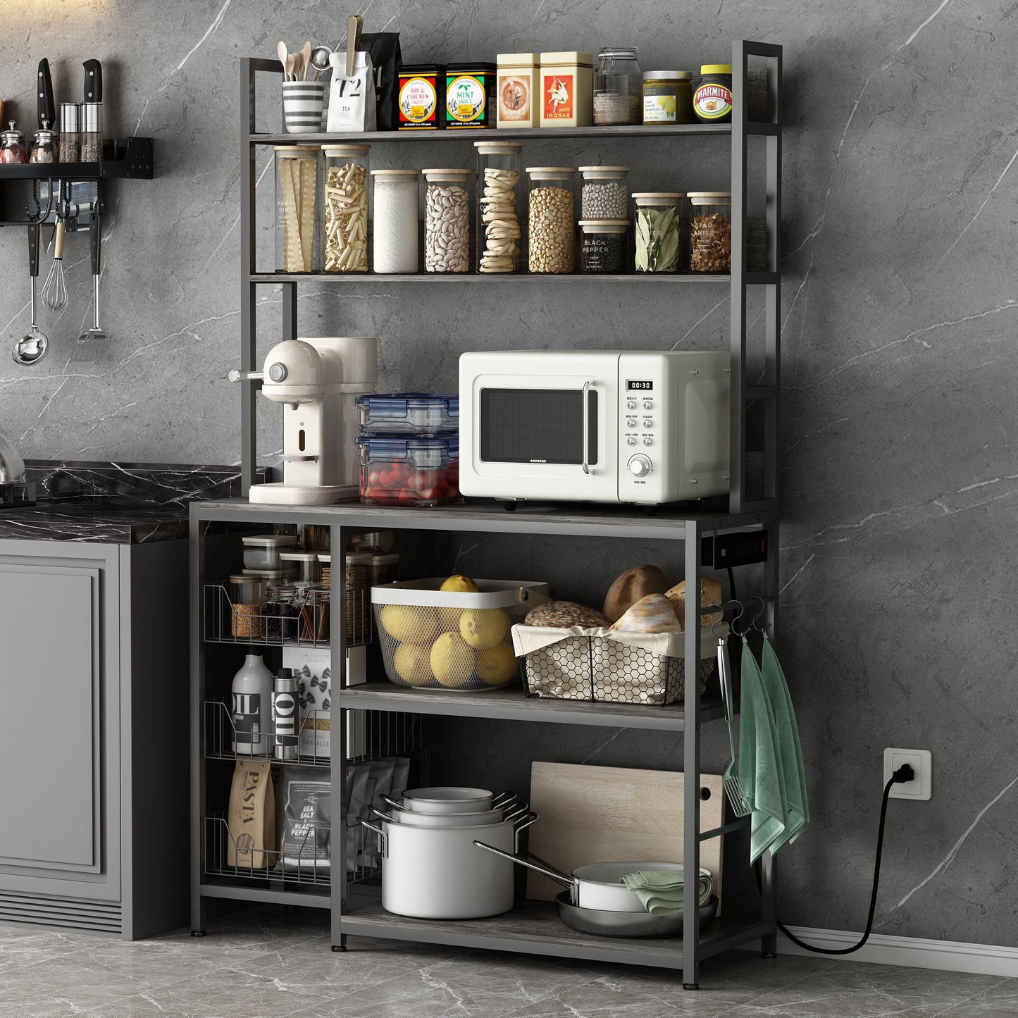 Kitchen Bakers Rack with Power Outlet