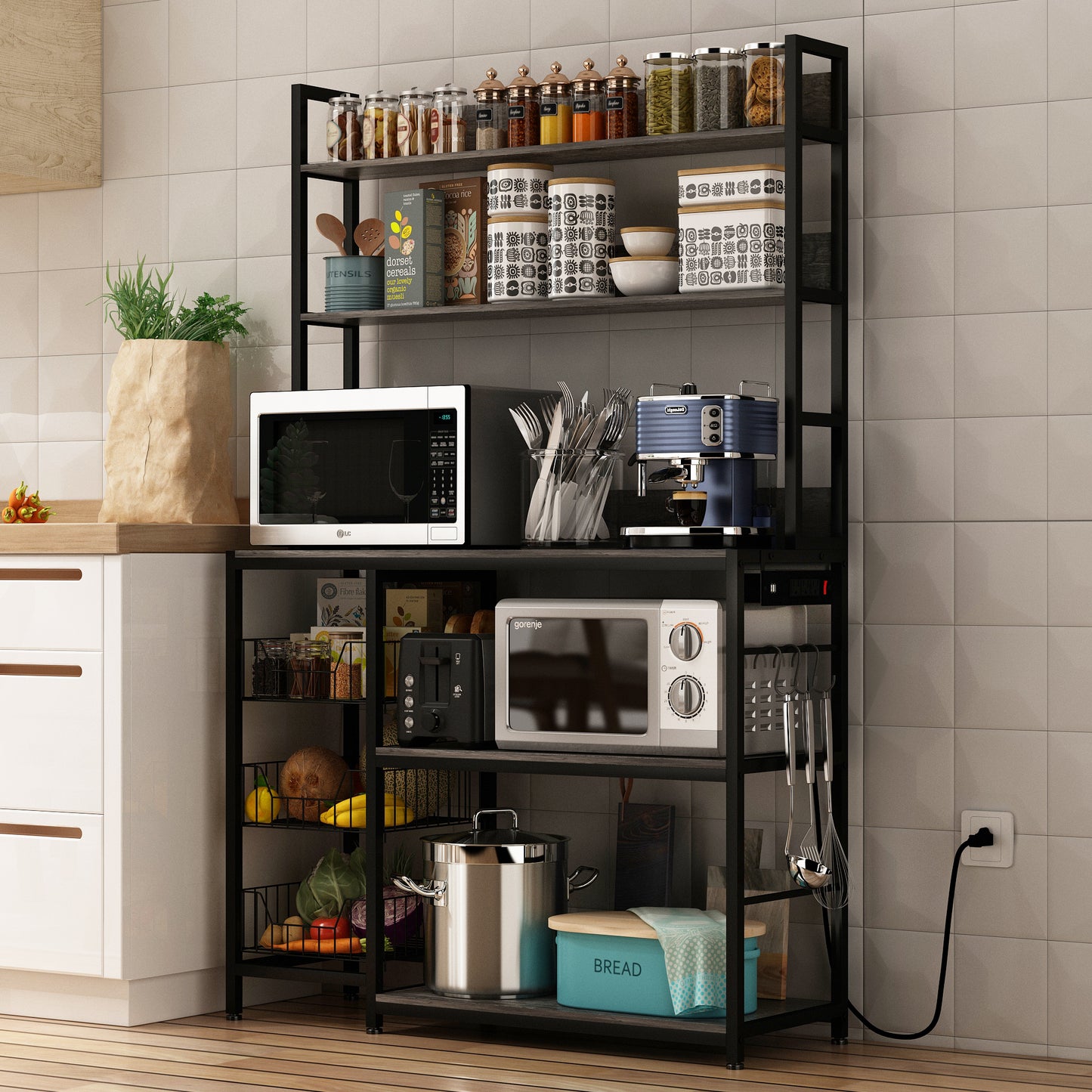 Kitchen Bakers Rack with Power Outlet